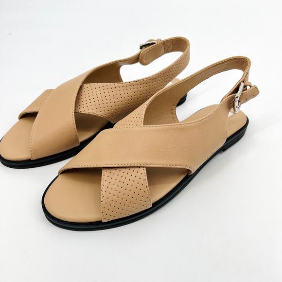 New W/O Box Matt & Nat Vegan Criss Cross Neutral Comfort Sandals Size 40 US 9 - Picture 5 of 9